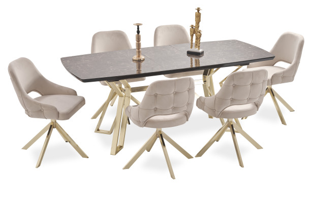 Modern 6x Stühle Polsterstuhl Luxus Sessel Beige Stuhl Lehnstuhl Esszimmer