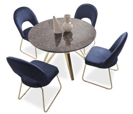 Luxus Esszimmer set Esstisch 4x Stühle Textil Essgruppe Modern Garnitur Neu