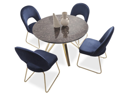 Luxus Esszimmer set Esstisch 4x Stühle Textil Essgruppe Modern Garnitur Neu