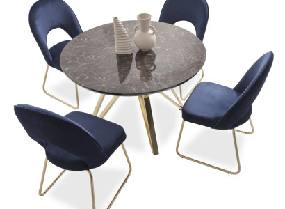 Luxus Esszimmer set Esstisch 4x Stühle Textil Essgruppe Modern Garnitur Neu
