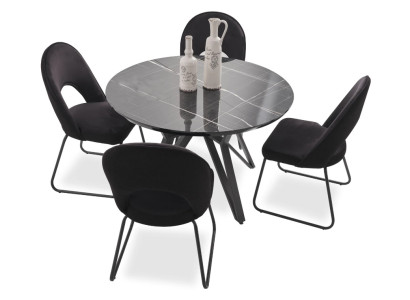 Luxus Esszimmer set Esstisch 4x Stühle Stuhl Textil Essgruppe Garnitur Neu