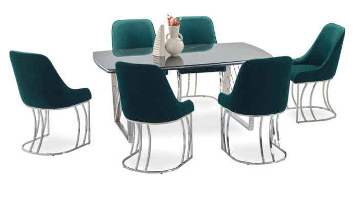 Design Polster Sitz Stühle Stuhl Garnitur Sessel Lounge Club Set Ess 6 x Chair