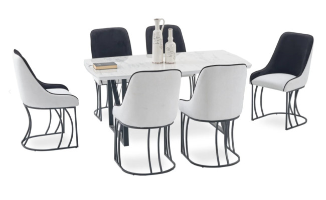 Modern Esstisch 6x Stühle Designer Luxus Esszimmer Möbel