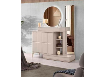Schminktisch mit Spiegel Beige Designer Modern Schlafzimmer Einfarbig