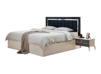 Modern Design Grau Weiß Bett Schlafzimmer Zweifarbig Doppelbett