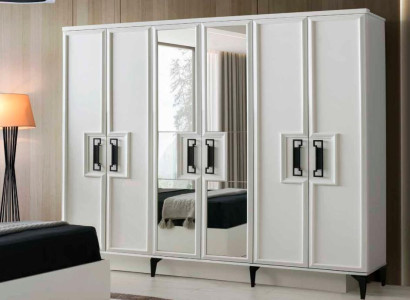 Kleiderschrank Rechteckig Form Modern Design Stil Weiß Einfarbig Schlafzimmer