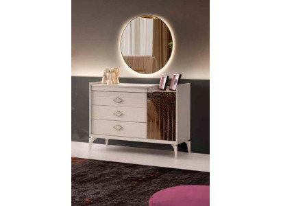Schminktisch mit Spiegel Beige Gold Zweifarbig Modern Design Rechteckig