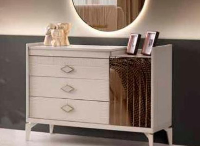 Schminktisch mit Spiegel Beige Gold Zweifarbig Modern Design Rechteckig