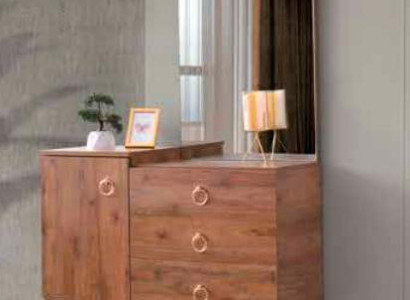 Schminktisch mit Spiegel Modern Rechteck Design Braun Schlafzimmer Einfarbig
