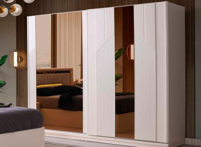 Modern Rechtecking Design Kleiderschrank Weiß Gold Zweifarbog Schlafzimmer