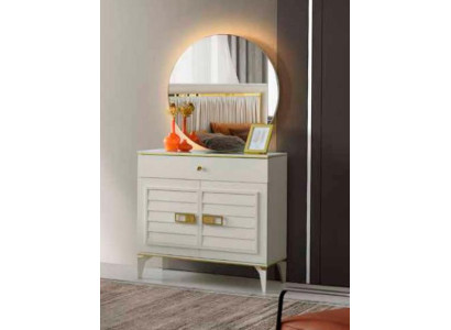 Schminktisch mit Spiegel Rechteckig Weiß Modern Design Stil Schlafzimmer