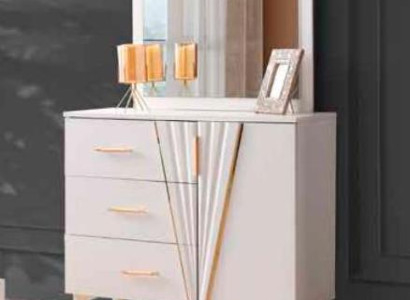 Schminktisch mit Spiegel Schlafzimmer Weiß Einfarbig Rechteckig Modern Design