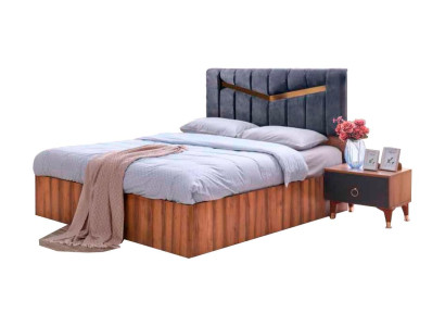 Bett Rechteckig Grau Braun Zweifarbig Modern Design Schlafzimmer Doppelbett