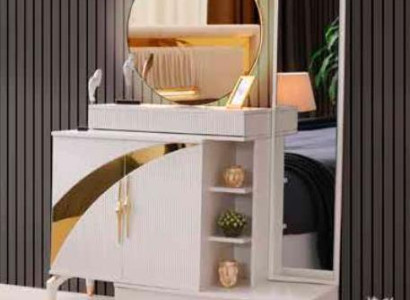 Schminktisch mit Spiegel Einfarbig Weiß Schlafzimmer Modern Design Rechteckig