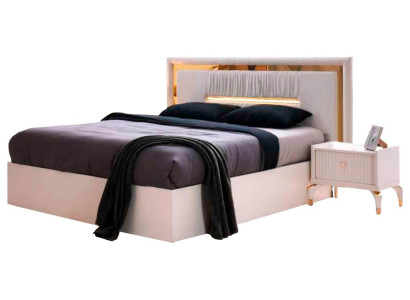 Modern Design Stil Bett Rechteckig Weiß Einfarbig Schlafzimmer Doppelbett