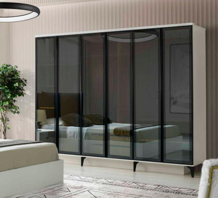 Kleiderschrank Modern Design Weiß Schwarz Zweifarbig Rechteckig Schlafzimmer
