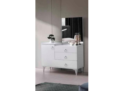 Kommode mit Spiegel Modern Rechteckig Design Weiß Einfarbig Schlafzimmer