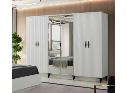 Kleiderschrank Weiß Einfarbig Modern Rechteckig Design Schlafzimmer Schrank
