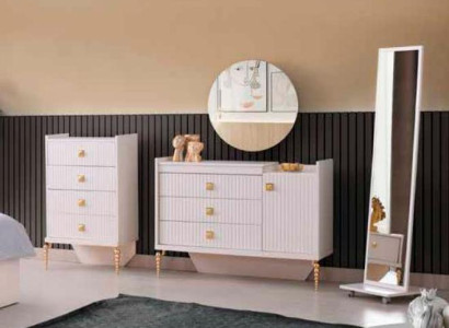 Schminktisch mit Spiegel Weiß Einfarbig Modern Rechteckig Design Schlafzimmer