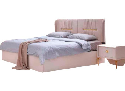 Beige Einfarbig Doppelbett Modern Schlafzimmer Design Rechteckig Form Stil