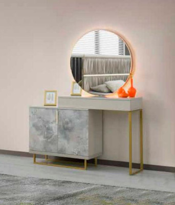 Schminktisch mit Spiegel Grau Gemustert Schlafzimmer Modern Rechteckig Design