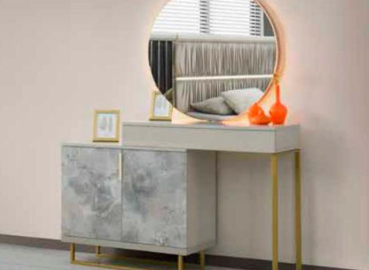 Schminktisch mit Spiegel Grau Gemustert Schlafzimmer Modern Rechteckig Design
