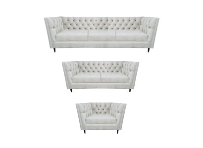 Design Komplett Weiß Möbel Wohnzimmer Set 3tlg Luxus Polstermöbel Chesterfield