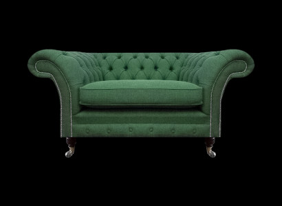 Eleganter Chesterfield Grüner Sessel Wohnzimmer Textil Edler Einsitzer