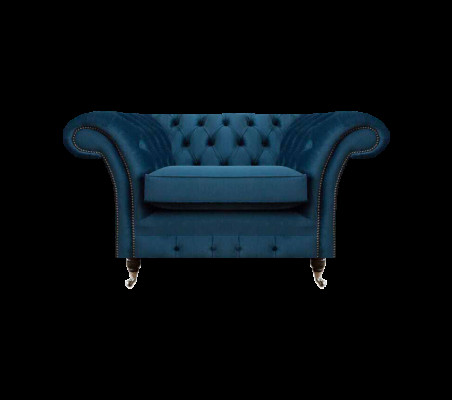 Blauer Wohnzimmer Chesterfield Textilsessel Stoffmöbel Luxus Einsitzer