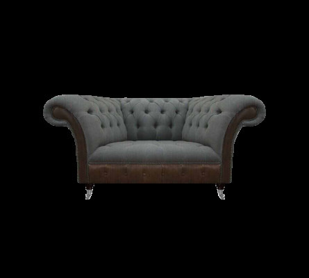 Wohnzimmer Grau-Brauner Chesterfield 2-Sitzer Textilcouchen Luxus Möbel