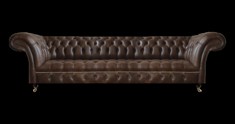 Braunes Ledersofa Chesterfield 4-Sitzer Couch Moderne Leder Sitzmöbel