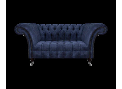 Chesterfield Blaue Polstercouch Wohnzimmer 2-Sitzer Luxus Edle Sitzmöbel