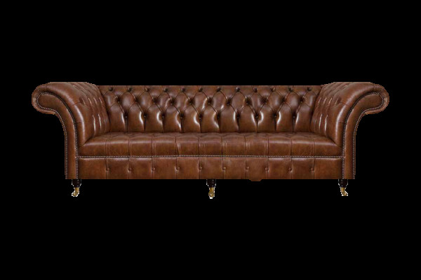 Braune Chesterfield Ledercouch Edle Couchen 3-Sitzer Wohnzimmer Möbel