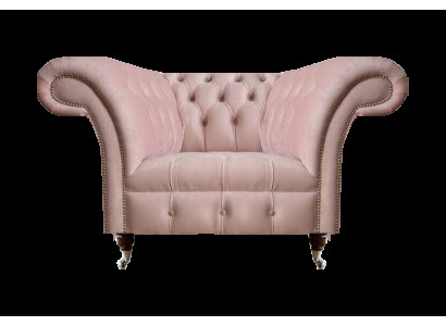 Chesterfield Rosa Einsitzer Wohnzimmer Designer Textilsessel 1-Sitzer