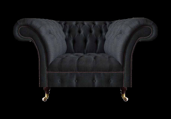 Wohnzimmer Chesterfield Schwarzer Einsitzer Textilsessel Edler Sessel