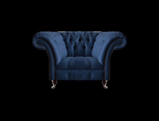Blauer Chesterfield Lehnsessel Wohnzimmer 1-Sitzer Edle Luxus Sitzmöbel