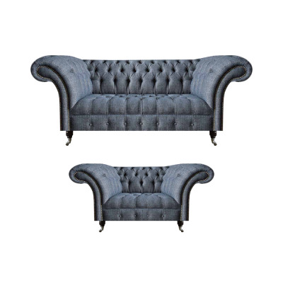 Wohnzimmer Chesterfield Sofas Designer Polster Garnitur 3-Sitzer 2-er