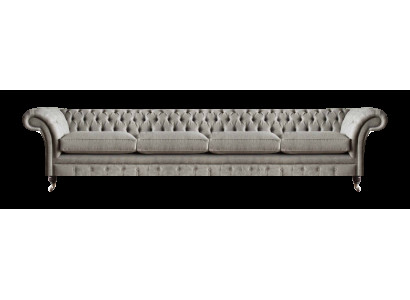 Hellgraues Chesterfield Polstersofa Designer 4-Sitzer Textil Sitzmöbel