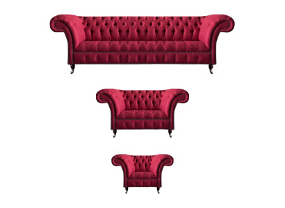Wohnzimmer Rosa Chesterfield Polster Sitzgarnitur Luxuriöser 3tlg Set