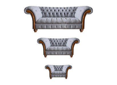 Grau-Braune Chesterfield Wohnzimmer Sofas Designer Komplettes Couch Set
