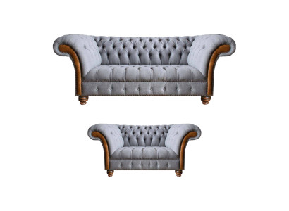 Hellgraue Chesterfield Sofas Designer Textil Couchen Polster Sitzmöbel