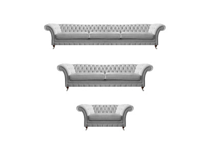 Weiße Chesterfield Couchen Designer Dreisitzer Luxus 2-Sitzer Sessel
