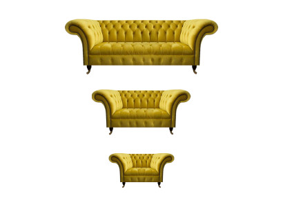 Wohnzimmer Gelbe Chesterfield Couchgarnitur Modernes 3tlg Polster Set