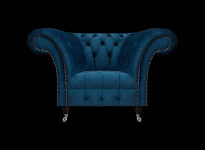 Moderner Blauer Chesterfield Sessel Designer Sitzmöbel Wohnzimmer Sitzer