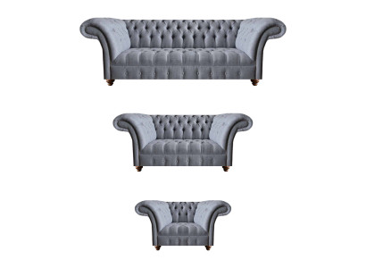 Chesterfield Edle Textilgarnitur Designer 3-Sitzer Zweisitzer Lehnsessel