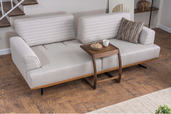 Luxuriöses Set Grauer Dreisitzer-Sofas für Wohnzimmer  Modernes Design