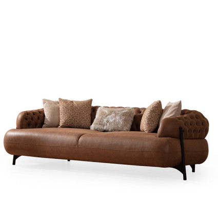 Modernes Wohnzimmer Sofa Set Designer Dreisitzer Edler Lehnsessel 2tlg
