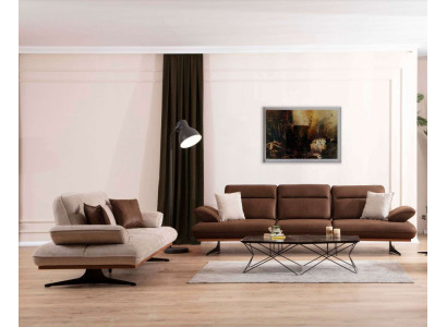 Weiß-Braune Couchgarnitur Designer Viersitzer Luxus Polster 3-Sitzer