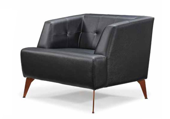 Schwarze Wohnzimmer Sitzgarnitur Edler Dreisitzer Cocktailsessel 2tlg