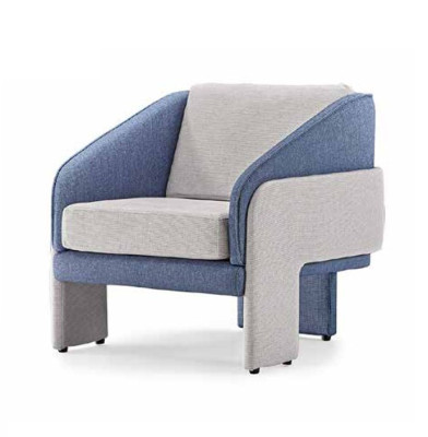 Grau-Blaue Wohnzimmer Designer Sitzmöbel 3-Sitzer Lehnsessel 2tlg Set